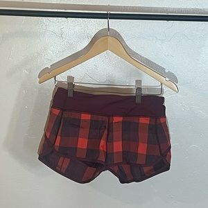 LULULEMON Plaid Speed Shorts Lined Size 4